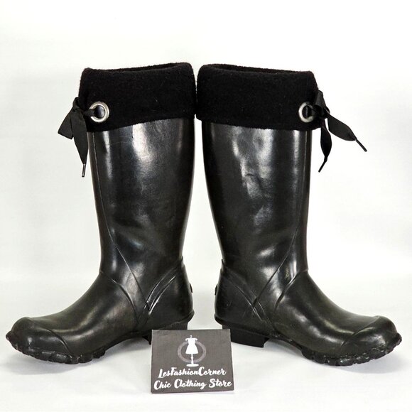 Bogs Women's Black Rubber Alex Solids Tall Lined Rain Boots Size 8 1713 - Picture 6 of 15